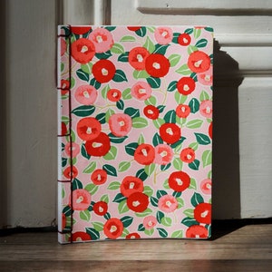Handmade 2024 diary in Japanese Washi paper Japanese binding and covers A5 format Made in France Camélia
