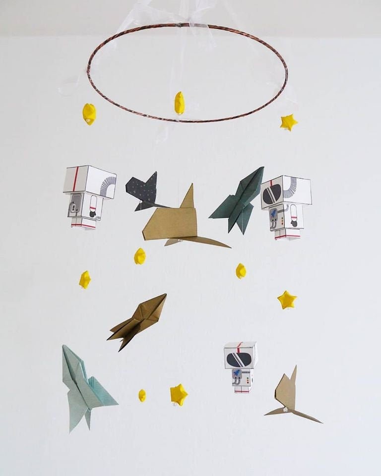 Mobile Origami Espace et Univers Pour Décoration Chambre Bébé Enfant Fait-Main en France