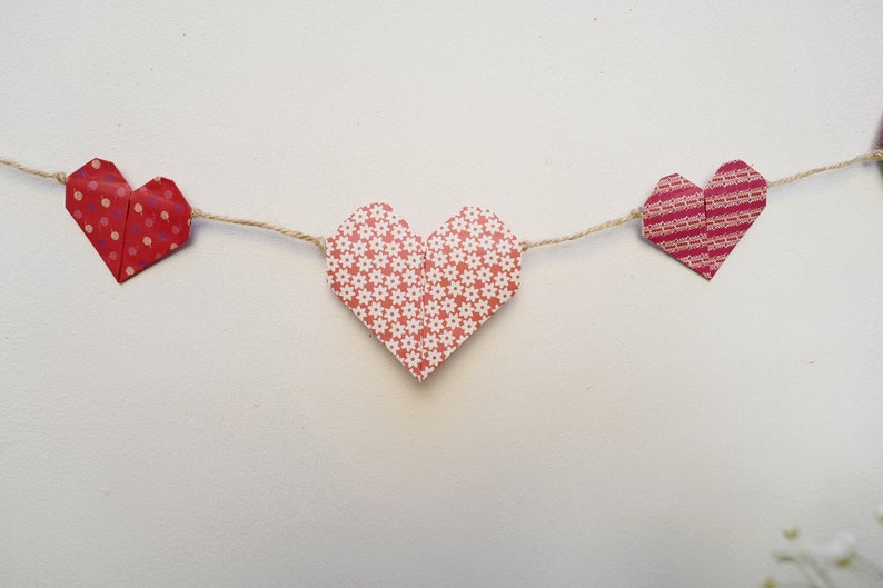 Guirlande de cœurs en origami pour décoration murale chambre Etsy