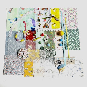 Slow Stitch Kit Fabric Collage Child’s Play Hand Sewing Junk Journal