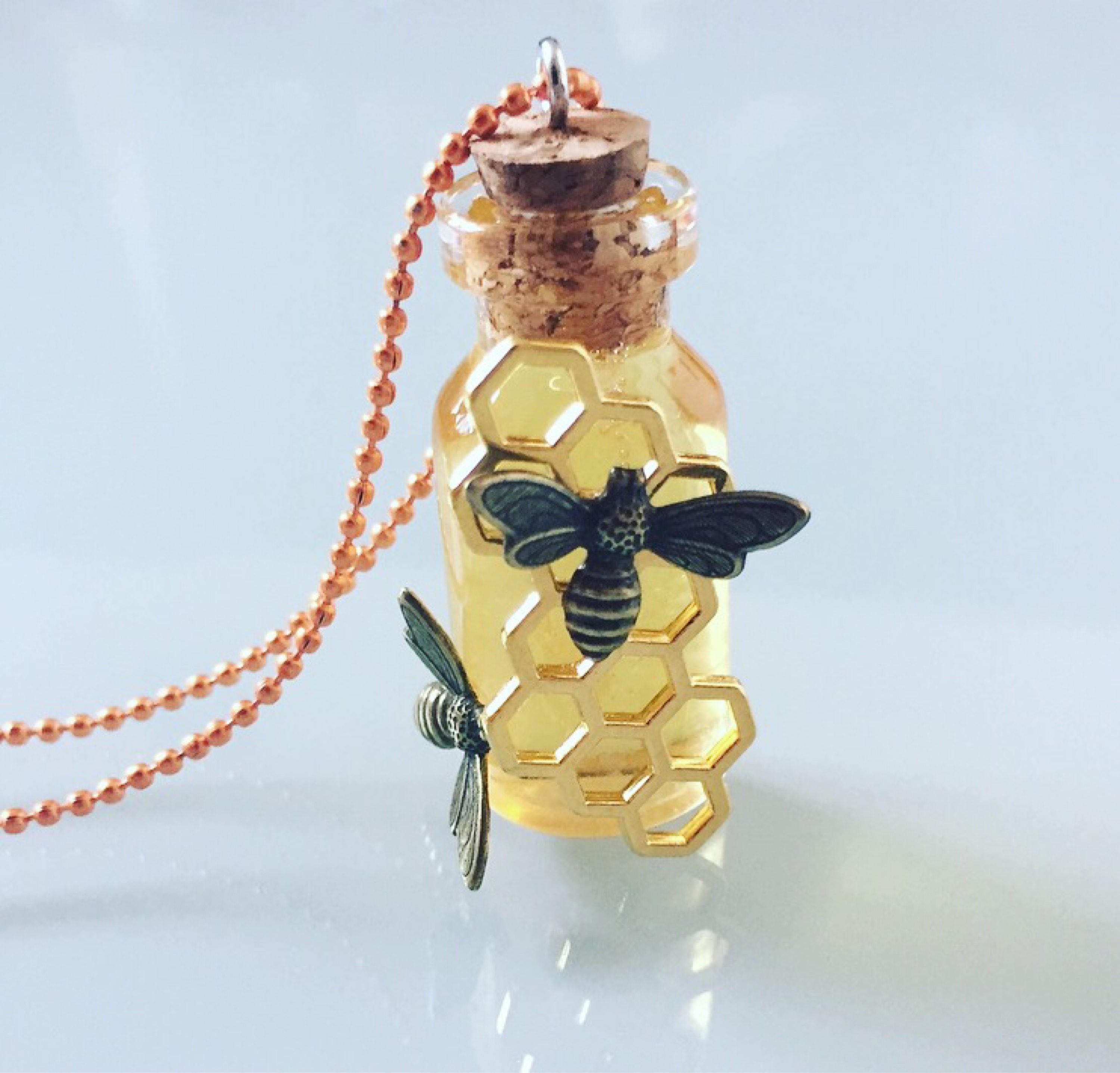 Nature Pendentif Fiole de Miel Bio, rayons et abeilles Etsy France — free download