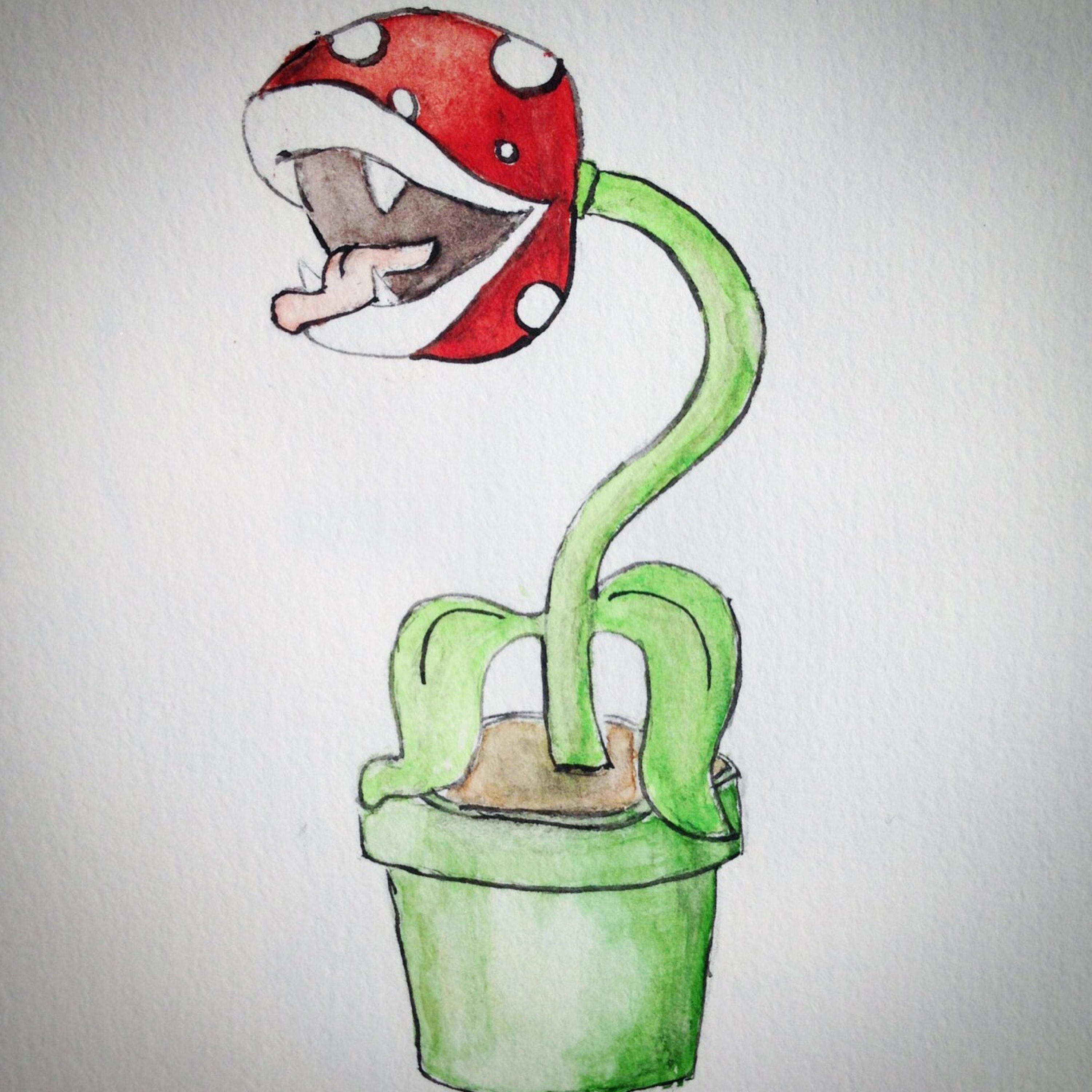 Mario - Geek-carnivore Plant Watercolor Painting - Etsy