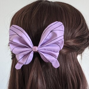 049 Butterfly Hairbow Bowtie - Pretied Bowtie - purple cloth barrette hair clip