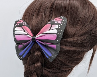 Genderfluid Pride Monarch Butterfly Hairbow - Pretied Bowtie  - fabric insect barrette, butterfly hair clip decoration