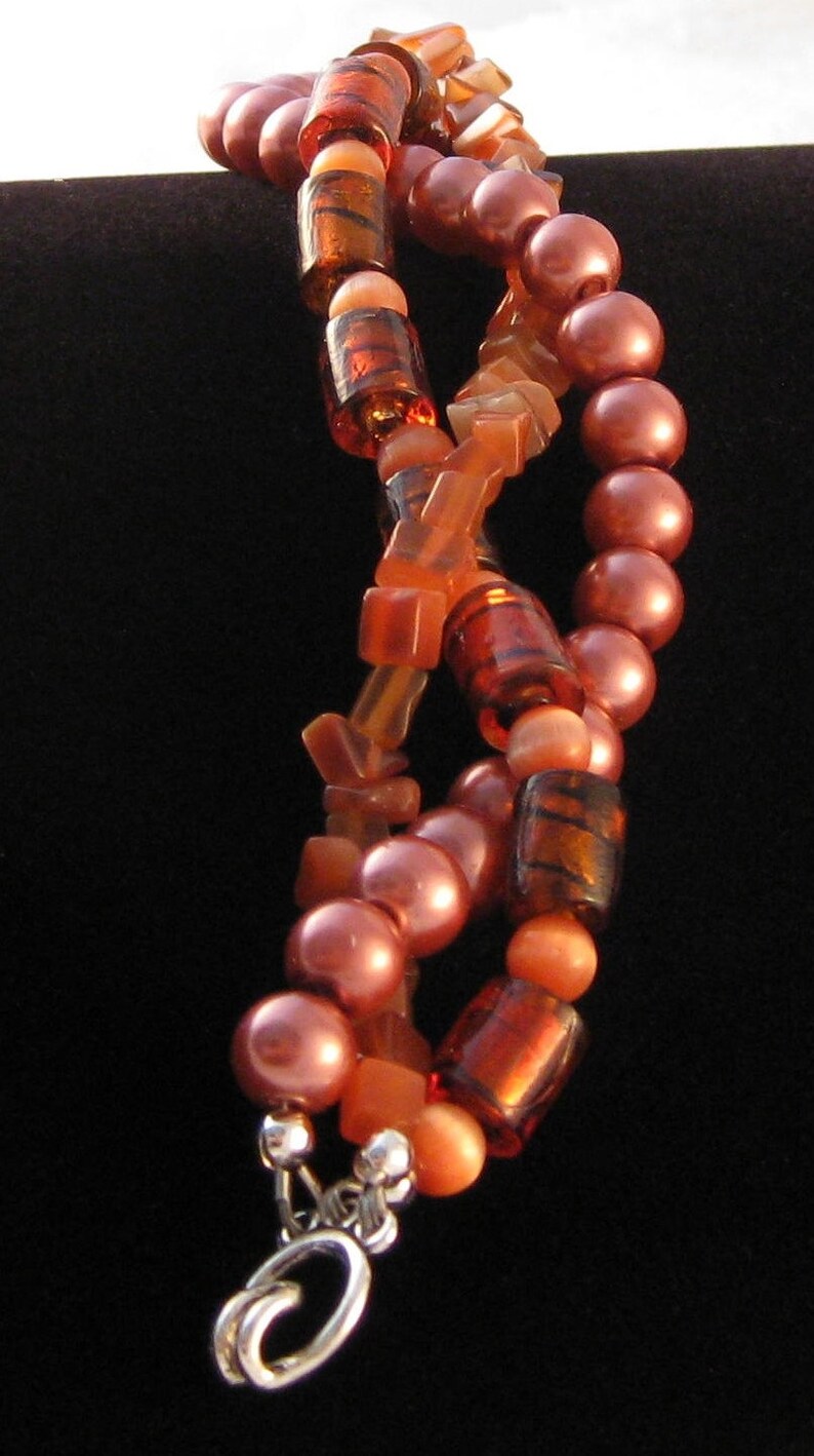 Three String Chunky Beaded Bracelet