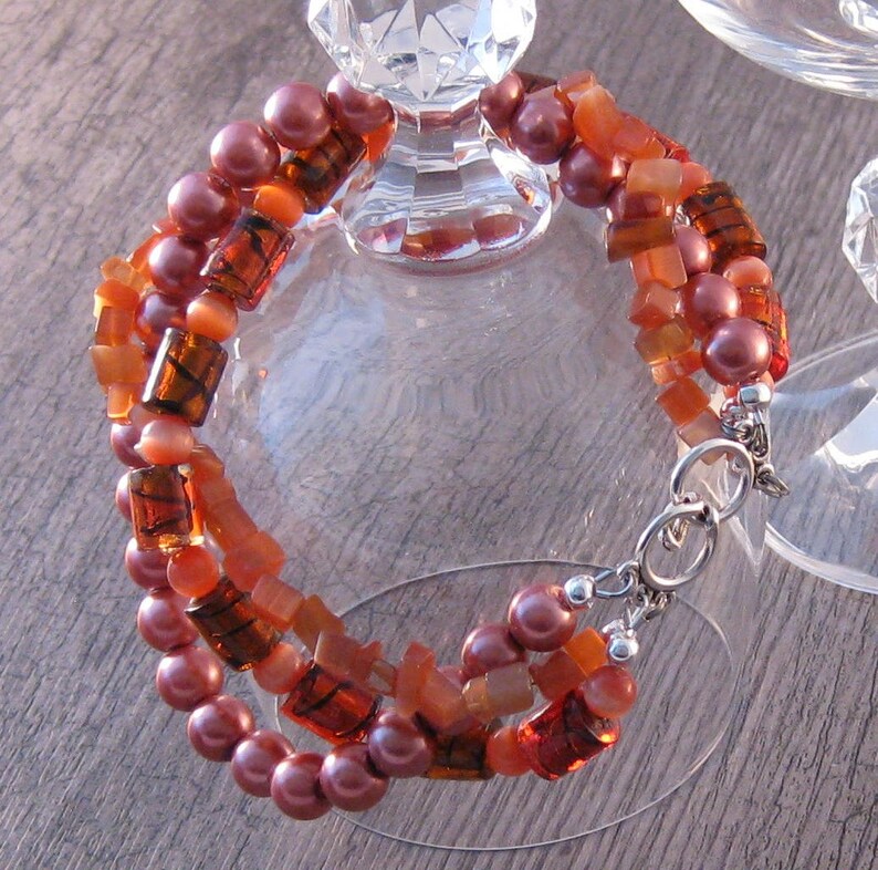 Three String Chunky Beaded Bracelet