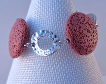 Dark Antique Pink Lava Stones Oil Diffuser Bracelet