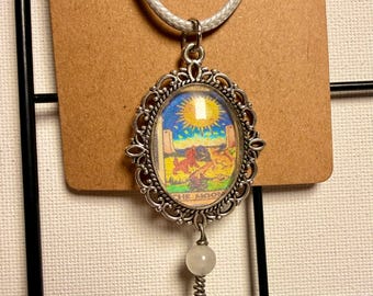 Moon Card Tarot Necklace for New Beginnings and Directional Transformation