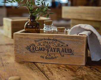 Wooden box from recycled wood.