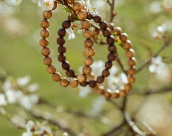 Oak Wood Bead Bracelet, Natural Handmade Wooden Bracelet, 8 mm / 10 mm Beads