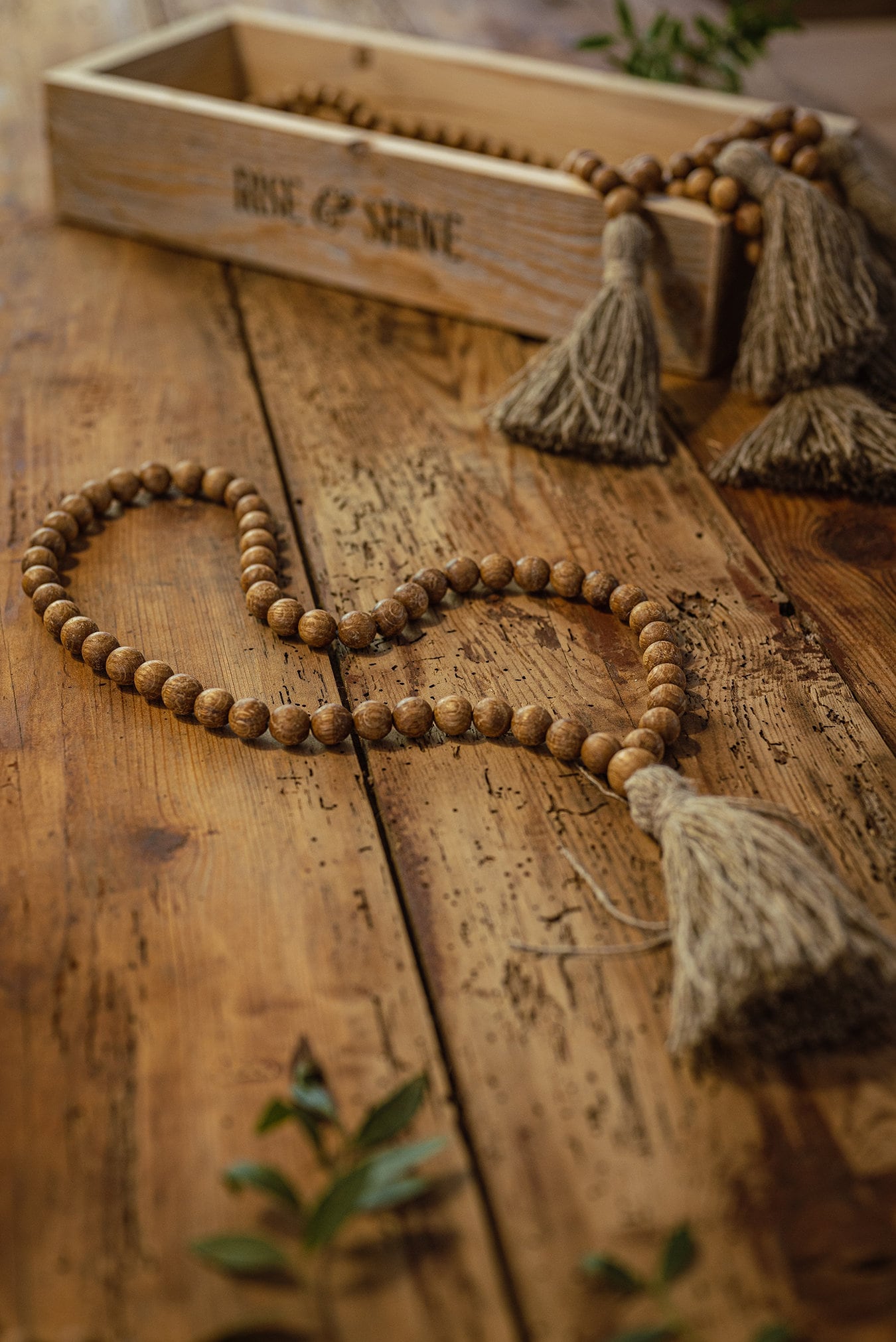 Wooden beads - oak beads, Mala beads of 54 or 108, with linen tassel.