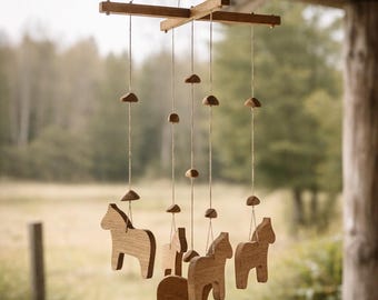 Handmade Oak Bird Mobile: Nursery Decor