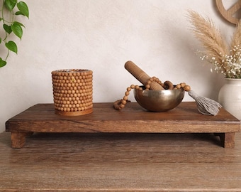 Black Alder Wooden Bead Candle Holder with Glass Insert | Boho Rustic Tealight Holder