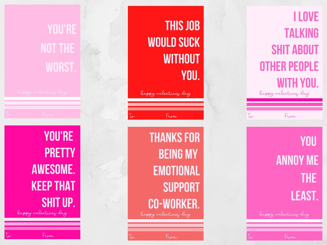 Valentines Day Cards for Coworkers Holiday Gift Tags Printable Gift ...