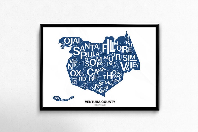 18x24 Ventura County Art Map Etsy