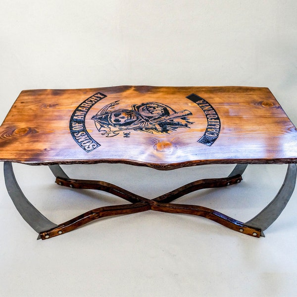 Table en Bois Massif et Acier Sons Of Anarchy