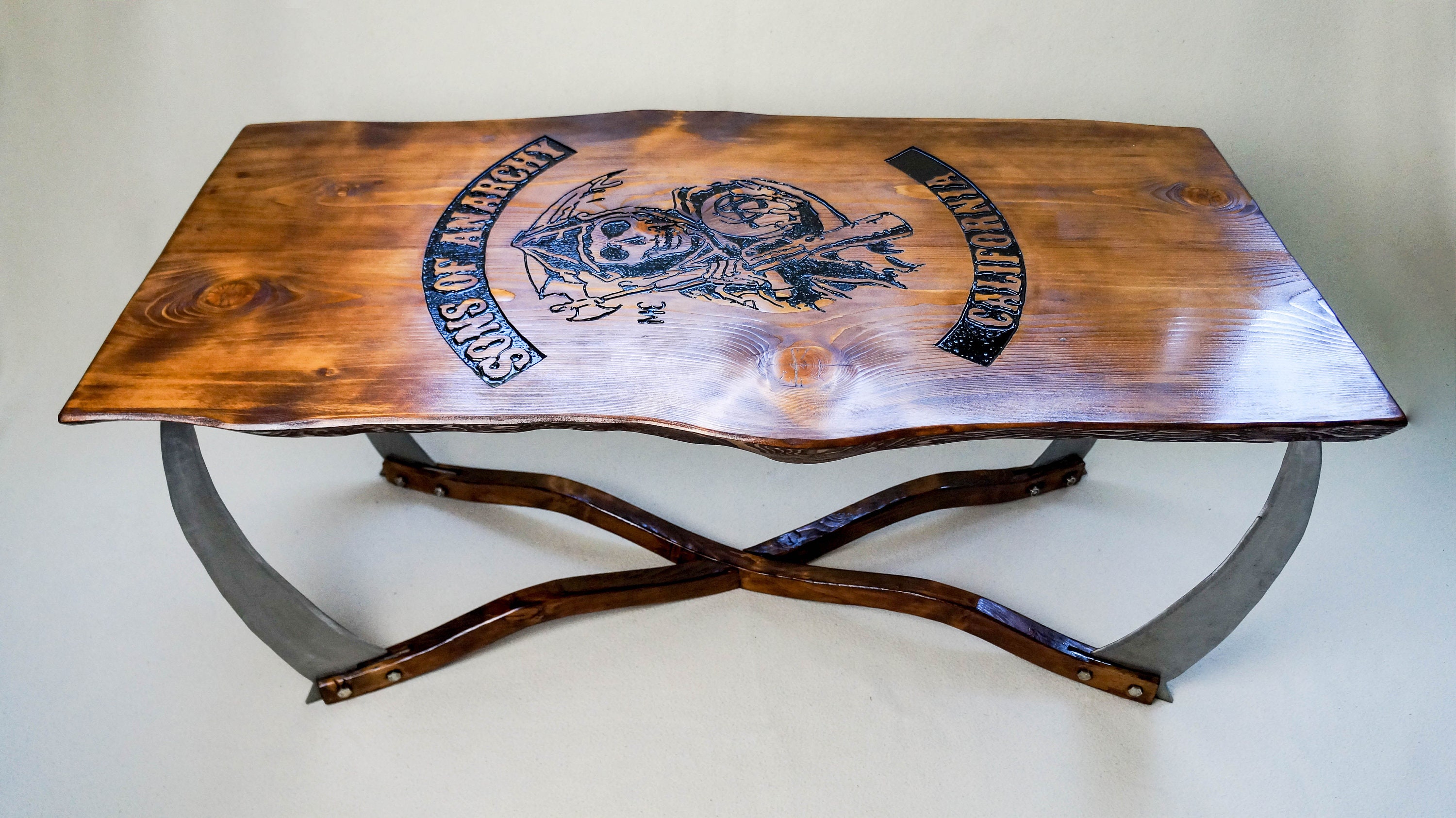 Solid Wood Table And Steel Sons Of Anarchy