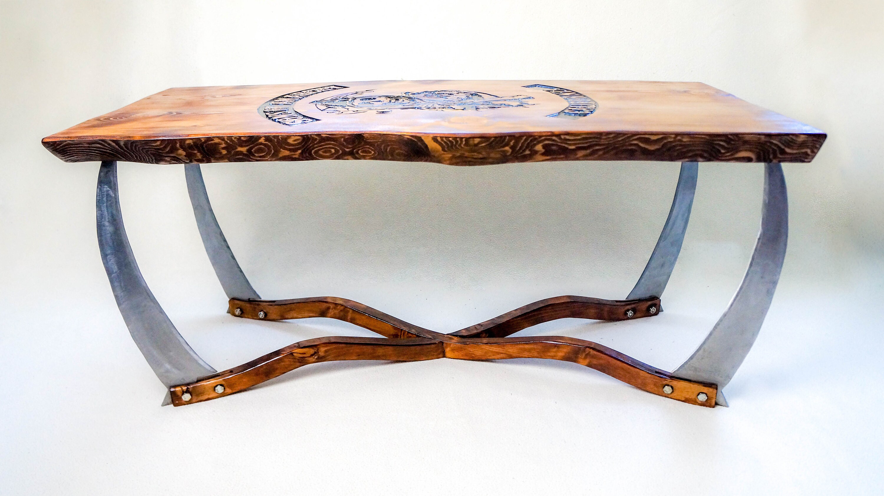 Solid Wood Table and Steel Sons of Anarchy Etsy