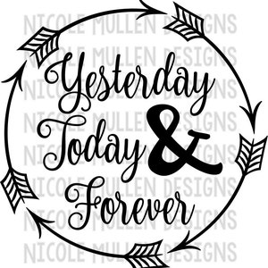 Yesterday Today & Forever SVG, Bible Verse SVG, Hebrews 13:8, Christian SVG, Cricut, Silhouette cutting file