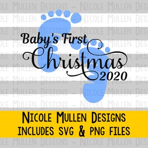 Bambino's First Christmas 2020 SVG PNG - Natale 2020 design - Baby Boy Primo Natale - Cricut, Silhouette taglio / file vettoriale