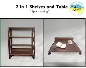 Space saving table 2 in 1 (table and shelves) | Easily transformable | All items remain in place | Convenient workspace or play area