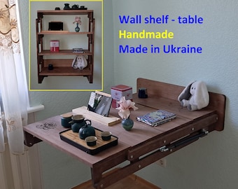Wall mounted table rack, Wall shelf made of wood, Wall showcase