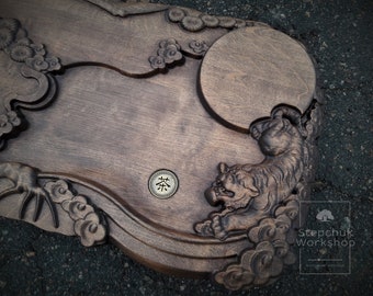 Tea tray "Tiger" 64 x 34 cm, Wonderful tea tray will create beautiful tea atmosphere, Chaban for Gong fu Tea ceremony, Tea stand w/ drain