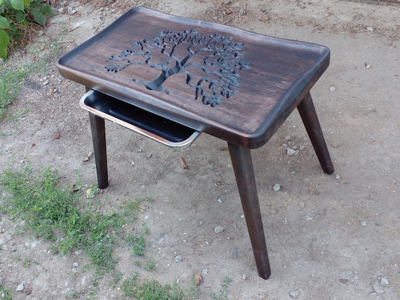 Tea table (with removable legs) 65*35, Natural Wood, covered with wax, Chinese tea table - Gunfu tea tray Gong fu Chaban Yixing