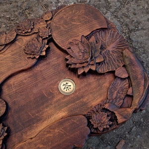 Wooden Tea Table "Сarps" 64*34cm Chaban for Gongfu Tea ceremony, Wood Tea Tray w/ drain