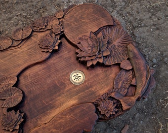 Tavolo da tè in legno "Сarps" 64*34cm Chaban per cerimonia del tè Gongfu, vassoio da tè in legno con scarico