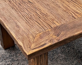 Reclaimed Oak Coffee Table, Rustic Wooden Coffee Table, 100 Year Old Wood Table, Farmhouse Coffee Table, Square Wood Table 60x60