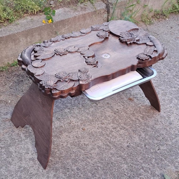 Wooden Tea Table With Legs arps 6434cm Chaban for Gongfu Tea Ceremony Wood Tea Tray W Drain Etsy