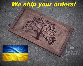 Wood Serving Tray - Stand for tea gongfu (gong fu), or bowl, or coffee, or breakfast