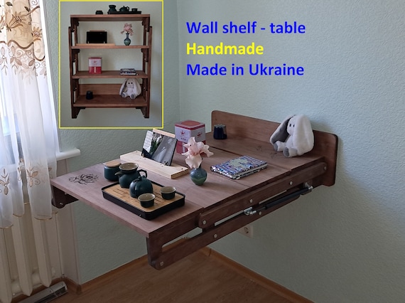 Wall mounted table rack, Wall shelf made of wood, Wall showcase