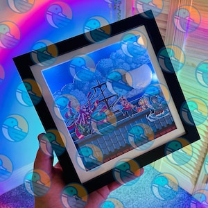 ENTERTAINMENT DISTRICT ARC (1/2) - Anime oprawiona w ramę 3D sztuka papierowa w pikselowej ramce