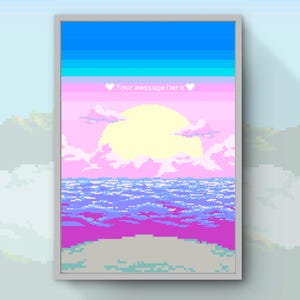 夕暮れの愛 - ワイルドなカップルのアートプリント - スプライトを追加しましょう! - カスタムポケモンピクセルアート - 記念日の贈り物