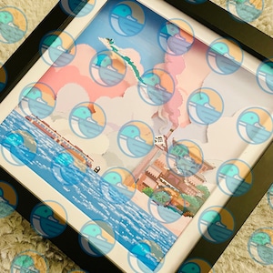 SOGNI SEGRETI - Anime "Regno degli Spiriti" con cornice in carta 3D, shadow box pixel art