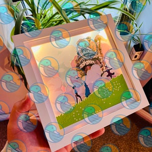 LOVE & MAGIC - Anime „Enchanted Castle“ gerahmte 3D Papierkunst Schattenbox Pixel Art