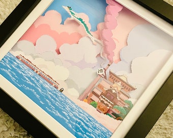 SECRET DREAMS - Anime “Spirit Realm” framed 3D paper art shadow box