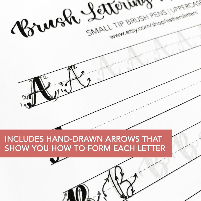 Uppercase Brush Lettering Practice Sheets for Beginners Etsy Singapore