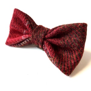 Red Harris Tweed Dog Bow Tie - Large | Dog Present | Dog Gift | Dog Accessories | Christmas Gift
