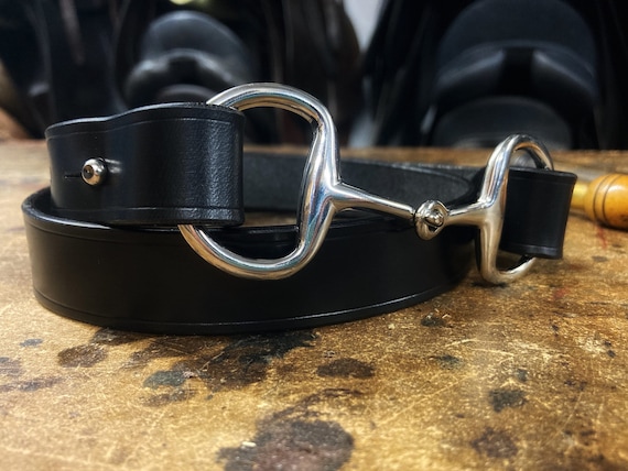 Black Leather Horse Bit Buckle Belt Bit Belt, Ladies Belt, Horse Lover Gift, Dress Belt, Genuine  main image 4