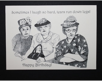 Old Lady Funny Tears Birthday Card/Funny Joke old lady card/old lady birthday card/joke old lady card/ PERSONALIZE IT!