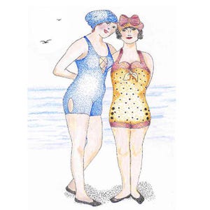 Beach Beauties/flappers on beach/women on beach/All cards fits into a 5"x 7" frame! PERSONALIZE IT!