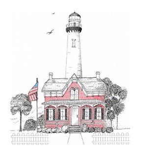 St.Simons Lighthouse Blank Inside Card/St.Simons Card/Lighthouse Card/All cards fits into a 5&quot;x 7&quot; frame!/PERSONALIZE IT!