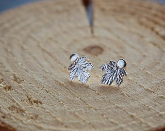 Leaf Earrings, Leaf Stud Earrings, Silver Small Studs, Silver Leaf Earrings, Silver Studs for Women, Cute Leaf Earring, Unique Jewelry, Fig