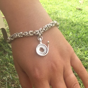 Silver Bracelet for Women, Unique Charm Bracelet,  Snail Bracelet, Silver Chunky Bracelet, Silver Chainmaille Bracelet, Snail Jewelry, Gift