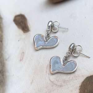 Heart Silver Earrings, Dangle Heart Earrings, Small Heart Earrings, Unique Heart Earrings, Heart Jewelry, Valentine Gift Women, Drop Studs