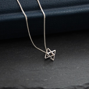 Star of David Necklace, Tiny Silver Pendant, Necklace for Women, Merkaba Necklace, Silver Star Necklace, Jewish jewelry, kabbalah Necklace