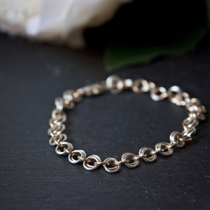 Men Silver Byzantine Bracelet, Silver and Goldfield Bracelet for Men, Men&#39;s Sterling Silver Bracelet, Men&#39;s jewelry, Chain Bracelet for Him